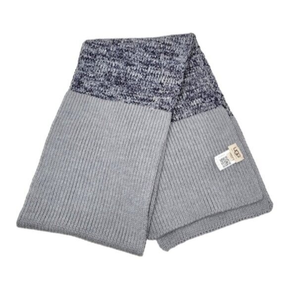 Ugg | Marled Knit Sequins Gray Blue Wool Blend Wrap Scarf - Picture 1 of 5